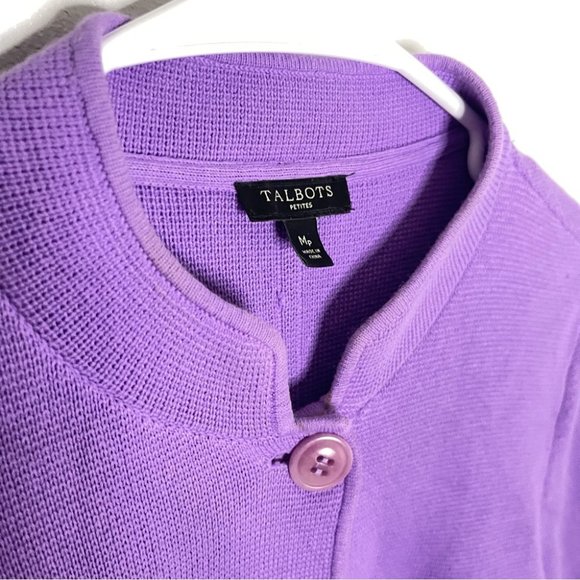 Talbots Purple Knit Button Front Cardigan Sweater Medium Petite - Picture 4 of 6